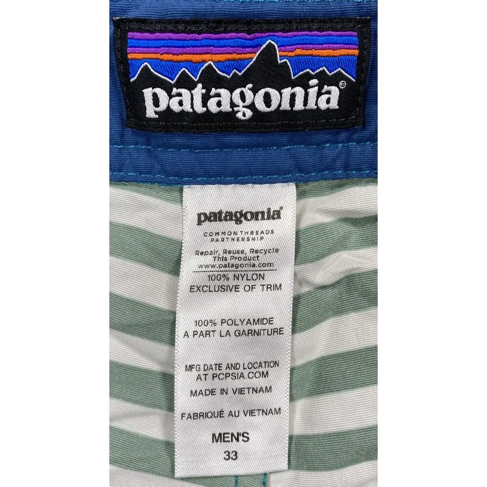 Patagonia Wavefarer Board Shorts Striped Blue Swimming Trunks Men's 33 9